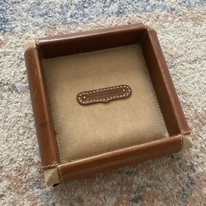 FOSSIL BRAND Jewelry Box Organizer Keys Luxury Leather Decor Home 7x7 Suede